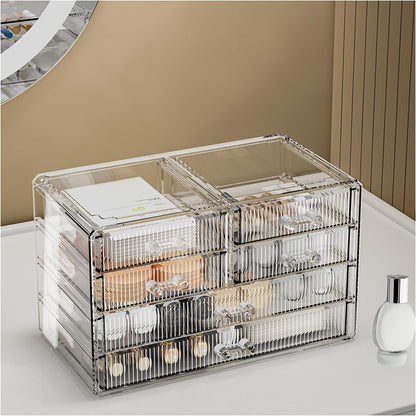 Clear Makeup Organizer with Acrylic Drawers - Ideal Makeup Organizer for Vanity or Dresser with Clear Storage Drawers,6 Drawers, Pattern F