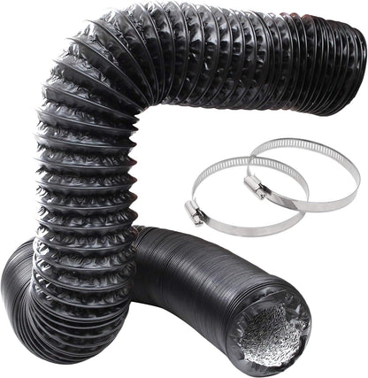 3Inch Flexible Ducting Hose 16.5 Feet Black Aluminum Ducting Dryer Vent Hose with 2 Screw Clamps for Heating Ventilation Air Conditioning (HVAC), Boat Blower, Exhaust Grow Tents