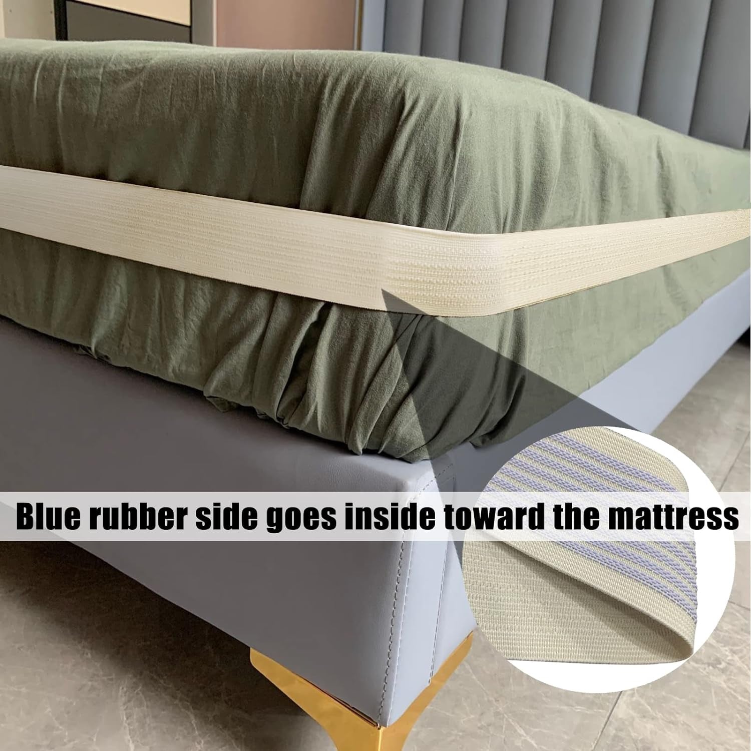 Upgrade Bed Sheet Holder Band, Adjustable Elastic Fitted Sheet Fasteners, Keep Sheets Tight and Fitted Bottom Sheet Cover Strap, Suitable for All Mattress Sizes White