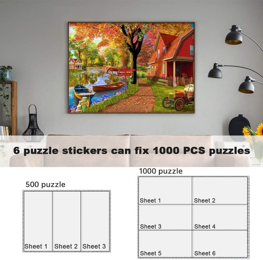 24 Sheets Puzzle Saver, Preserve 4 √Ó 1000 Pieces Jigsaw Puzzles, Peel and Stick Puzzle Saver, No Mess Puzzle Glue Sheets and Frame to Preserve Your Finished 1000, 500 Puzzle