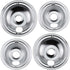 WB31T10010 WB31T10011 Chrome Range Drip Pans - Compatible for GE Hotpoint Ken-More Electric Range with Locking Slot - Includes 2 6-Inch and 2 8-Inch Drip Bowl Pans - 4 Pack (Chrome Plated Steel)