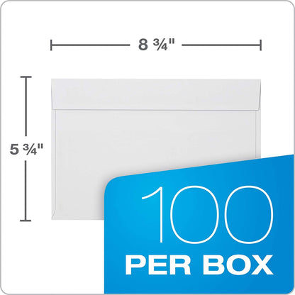 Columbian Invitation &amp; Greeting Card Envelopes, A9, 5-3/4&quot; X 8-3/4&quot;, Self-Seal Closure, Straight Flap, White Wove, 100/Box (COLO468)