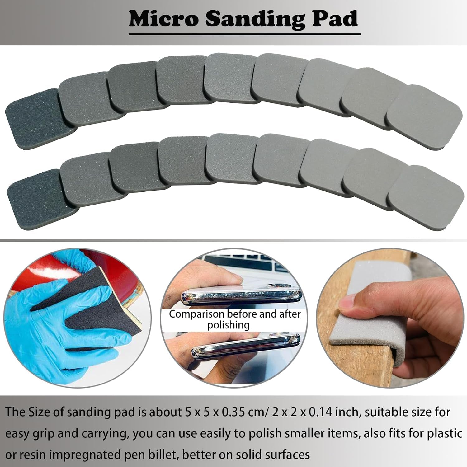 2 X 2&quot; Soft Touch Sanding Pads, Mesh Sanding Polishing Pads from 320 to 3500 Grits (27 Pack)