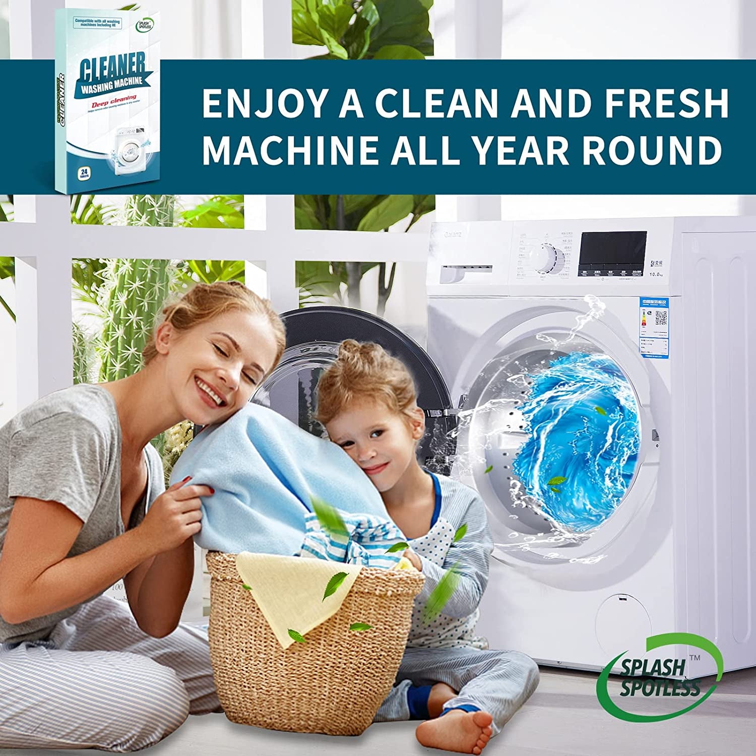 Washing Machine Cleaner Deep Cleaning for HE Top Load Washers and Front Load, 24 Tablets.