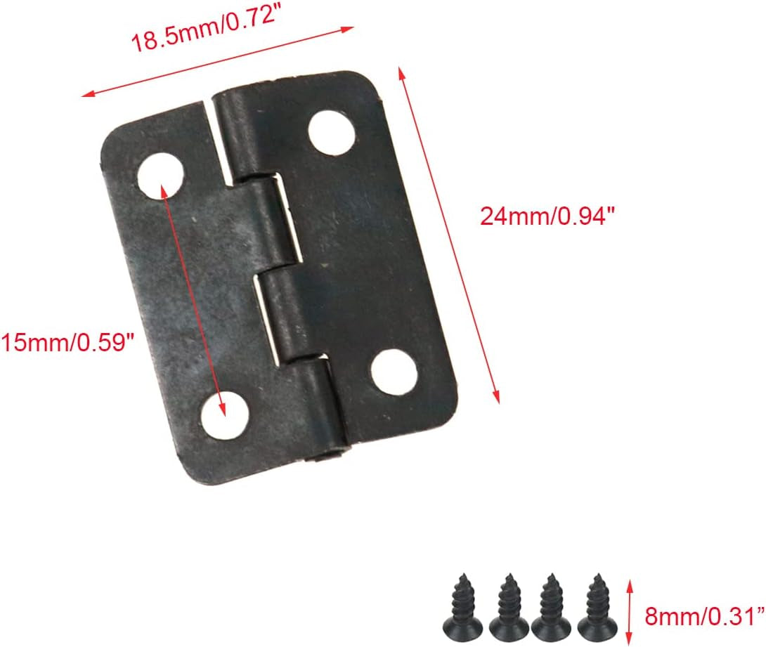 24Pcs Small Door Hinges Foldable Butt Hinges Small Cabinet Hinges with Screws for Jewelry Box, Black