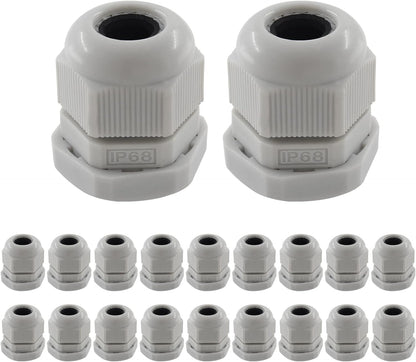 20 Pack NPT 1/2 Cable Glands Grey Cord Grips Nylon Strain Relief Wire Glands Waterproof Cable Gland Connectors(Grey)