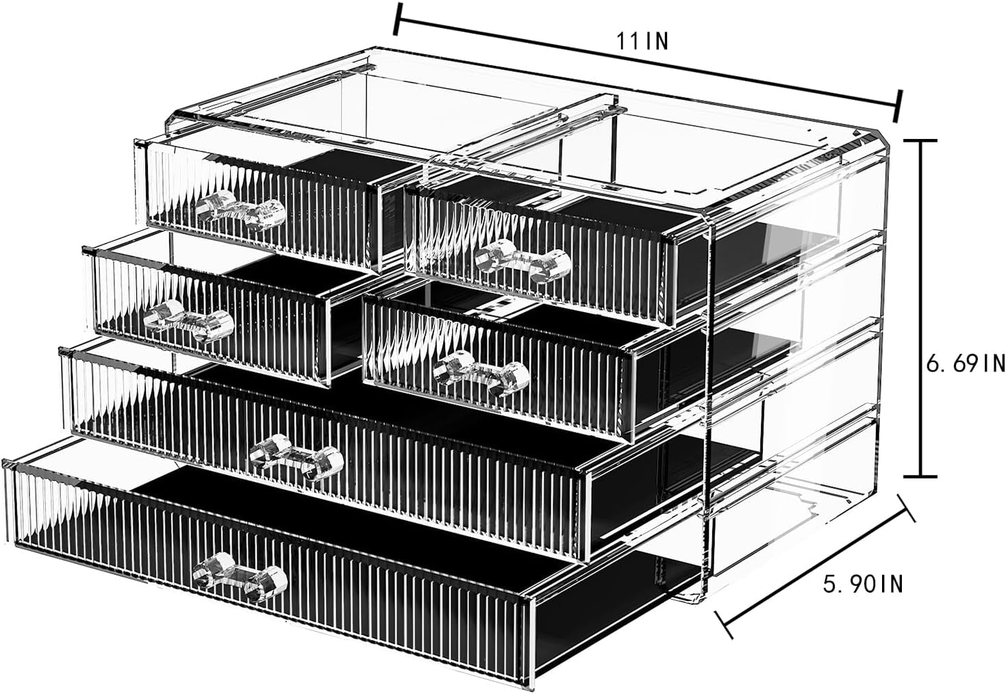 Clear Makeup Organizer with Acrylic Drawers - Ideal Makeup Organizer for Vanity or Dresser with Clear Storage Drawers,6 Drawers, Pattern F