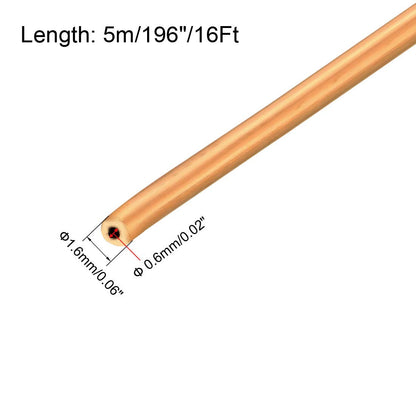 Uxcell Refrigeration Tubing, 1/16&quot; OD X 1/32&quot; ID X 16 Ft Soft Coil Copper Tubing