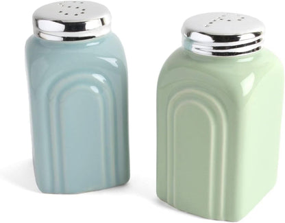 50S Retro Stoneware Salt and Pepper Shakers Set