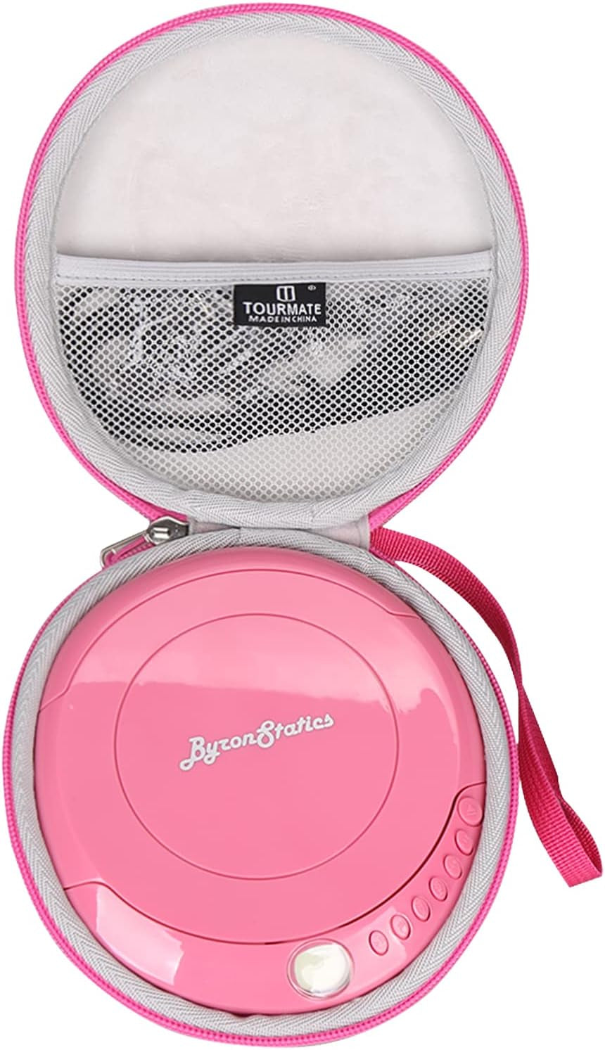 CD Player Case Compatible with Byronstatics PCD220B / GPX PCB319B Portable Disc CD Player, Travel Carrying Stoarge Holder (Pink, Case Only)