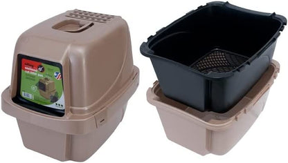 Van Ness Pets Odor Control Large Enclosed Sifting Cat Pan with Odor Door, Hooded, Beige, CP66, L (Pack of 1)