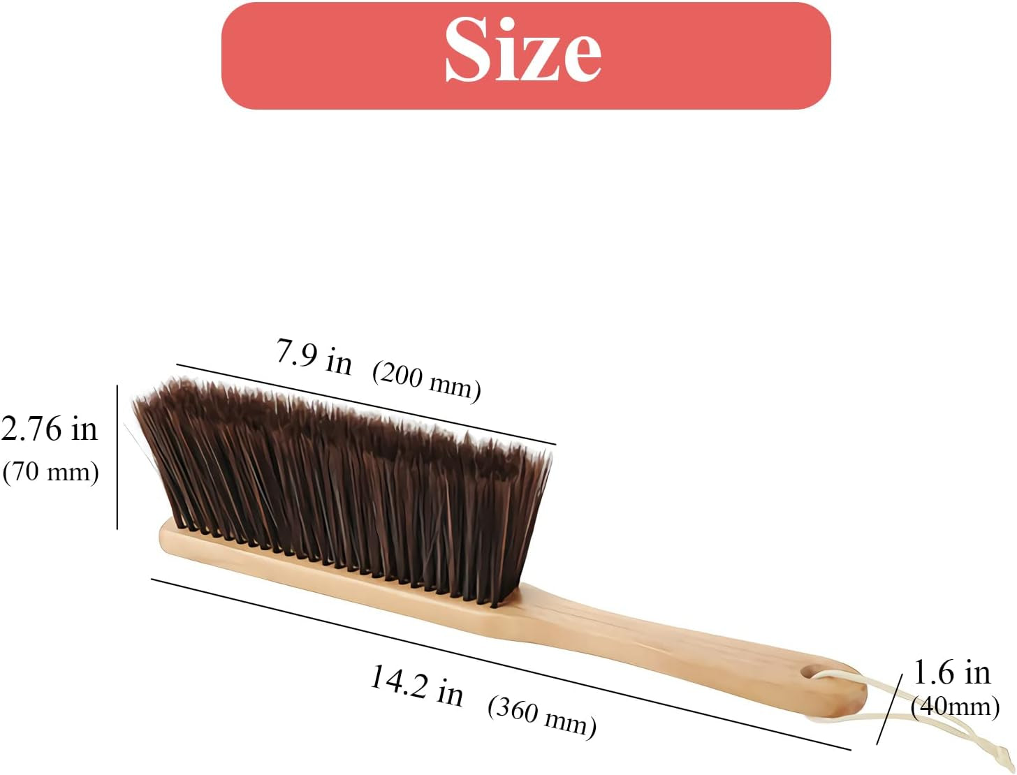 Counter Duster with Wood Handle, Hand Broom,Wood Block Hand Brush,Horse Hair Brush Broom Dust Brush Bench Woodworking Brush-Brushes Used for Counter, Furniture, Drafting, Patio, Fireplace Cleaning