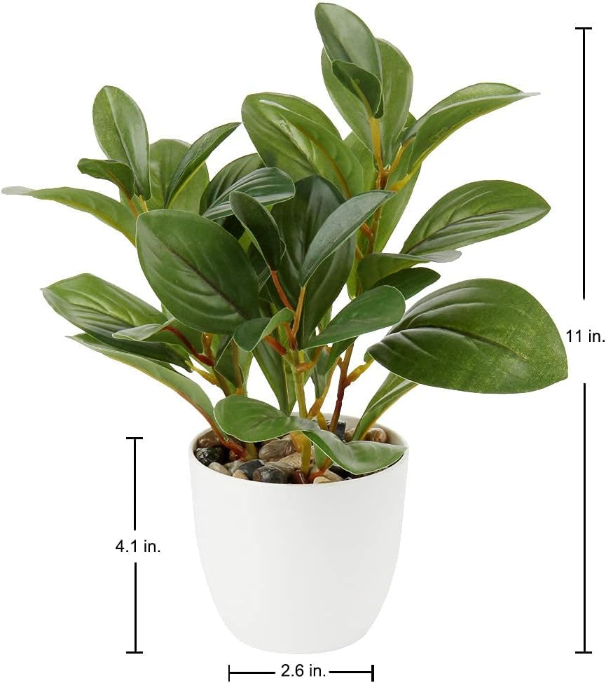 Briful Artificial Plants Mini Camellia Potted Fake Plants Small Faux Plastic Plants Desk Plant Artificial Flowers with Vase for Home Office Desk Kitchen Garden Indoor Decor