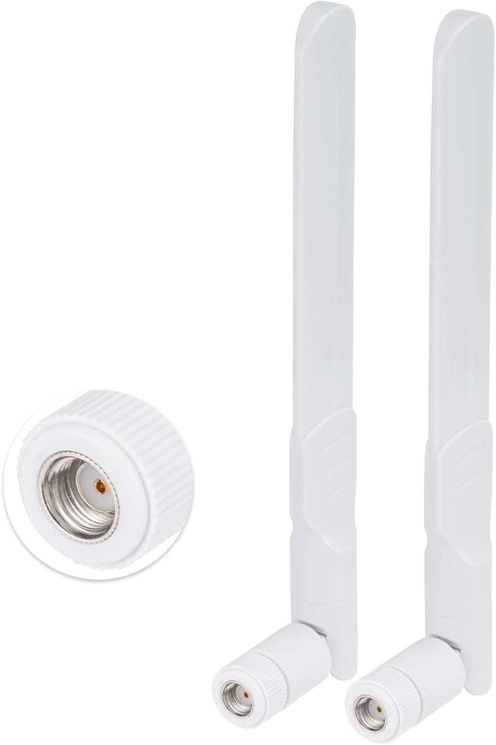 Bingfu Dual Band Wifi 2.4Ghz 5Ghz 5.8Ghz 8Dbi MIMO RP-SMA Male White Antenna (2-Pack) for Wifi Router Wireless Network Card USB Adapter Security IP Camera Video Surveillance Monitor