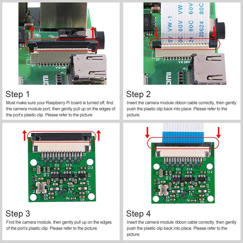 4PCS Raspberry Pi 4 Camera Video Module Mini 5 Megapixels 1080P Sensor OV5647 Webcam with 15 Pin Ribbon Cable for Raspberry Pi Model A/B/B+, Pi 2B and Raspberry Pi 3B, Pi 3 B+, Raspberry Pi 4