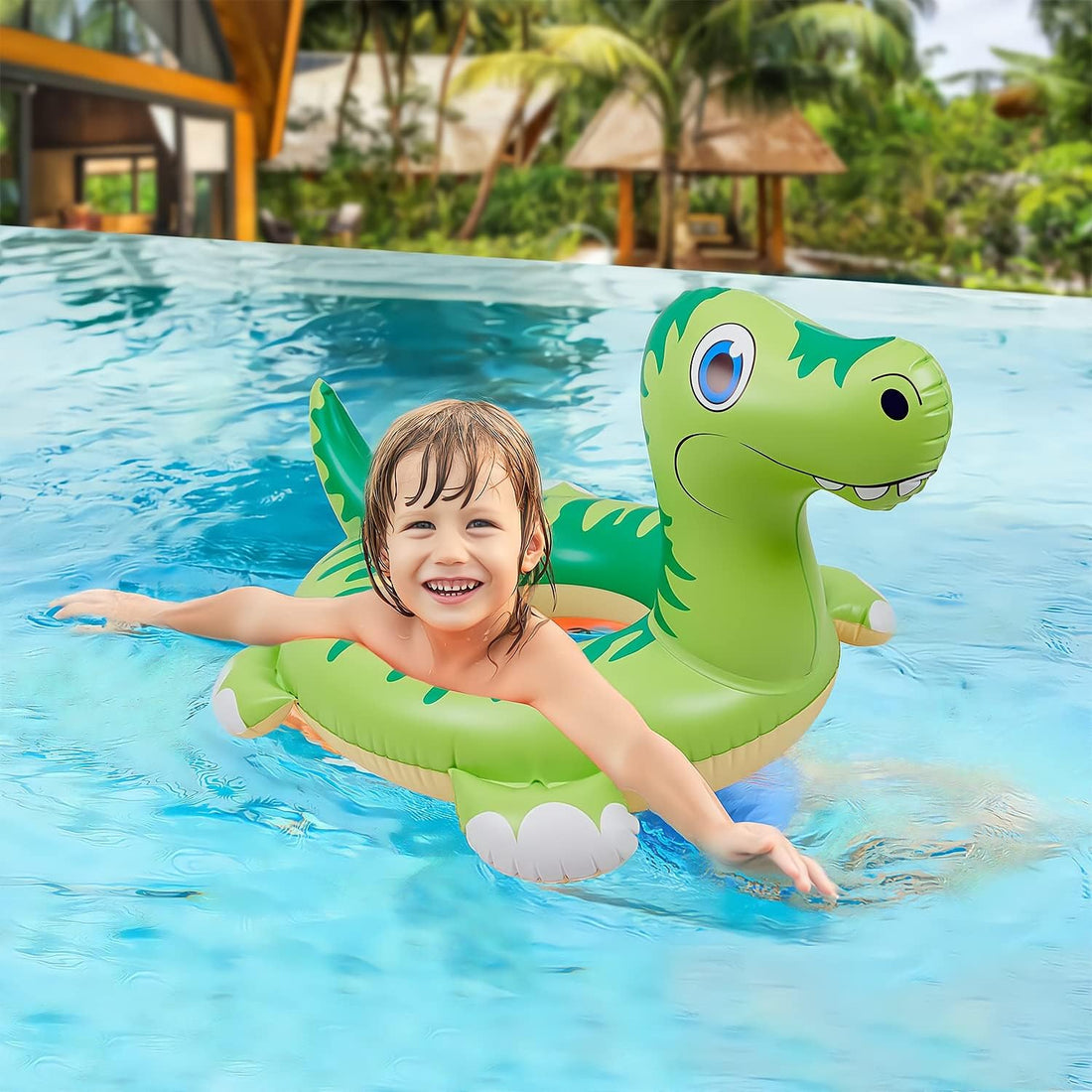 Unique Dinosaur Pool Float : Fun and Exciting Inflatable T-Rex Swim Ring; Safe, Durable, Easy Inflation &amp; Deflation System; Ideal for Summer, Beach, Lake, Pool Parties