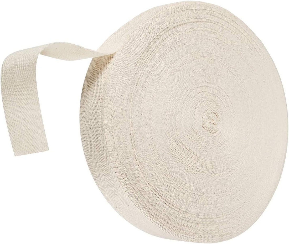 Abbaoww 55 Yards Twill Tape Ribbon 1/2 Inch 100% Cotton Herringbone Webbing Tape Sewing Twill Ribbon for DIY Crafts Sewing, Natural