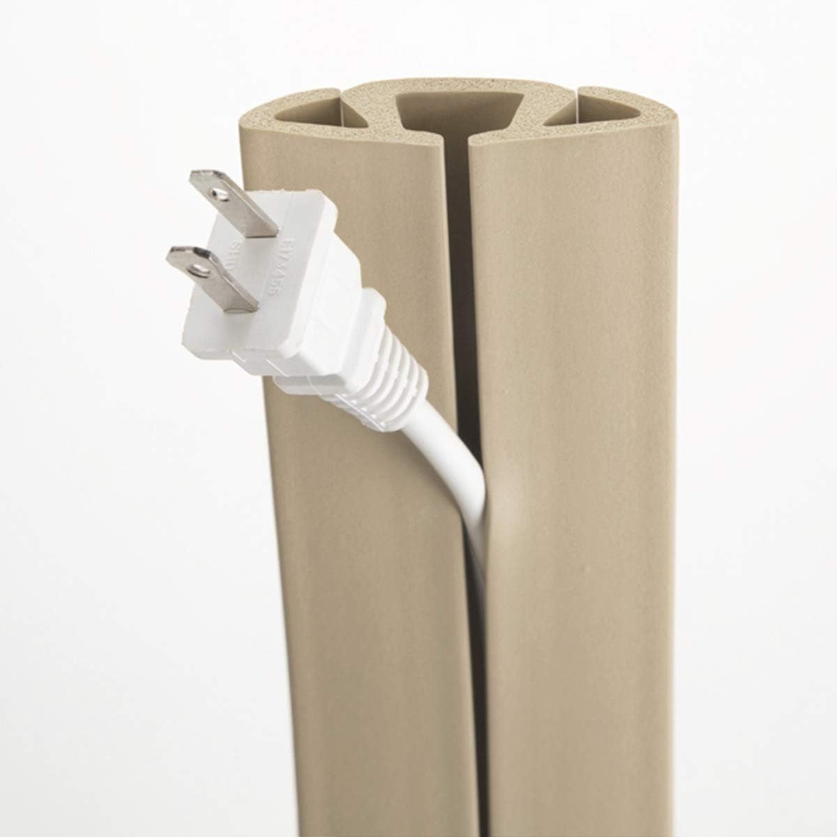 3-Channel Cord Protector &amp; Concealer for Floor - 5 FT - Beige