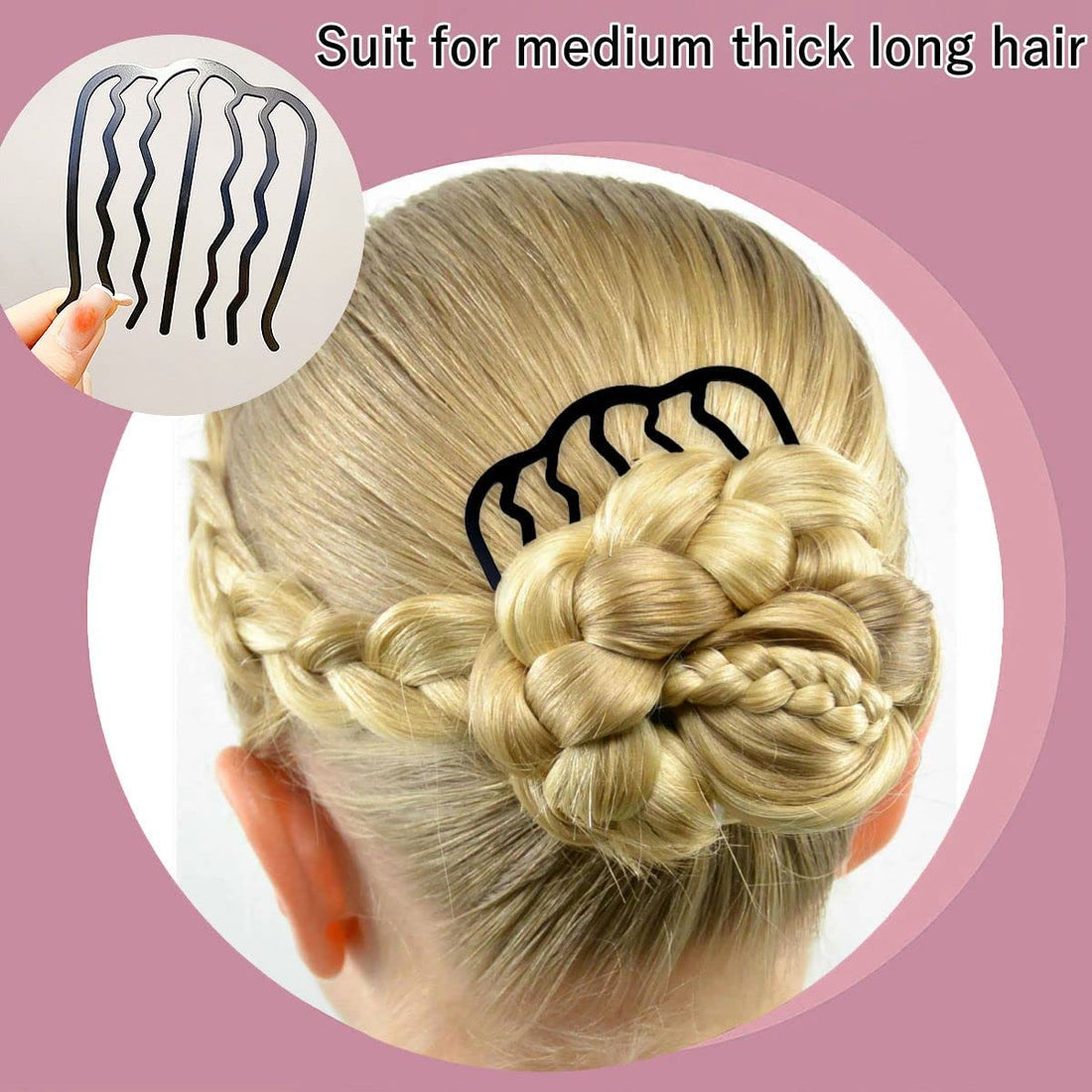 8 Piece Hair Side Combs U Hair Pins Hair Fork Clip Hair Stick for Updo Bun, U Shaped Teeth Hair Combs for Vintage Hairstyle Hair Accessories