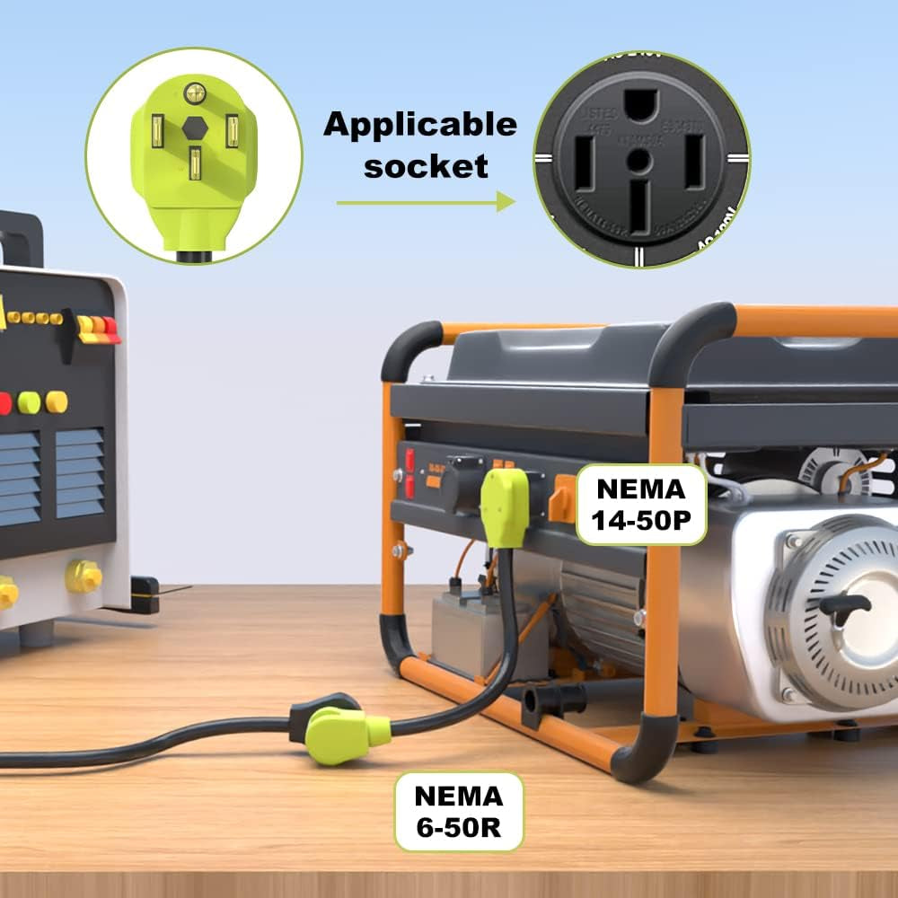 Welder Plug Adapter,Nema 14-50P to NEMA 6-50R,4 Prong to 3 Ponng 50 Amp Welder Plug Adapter Cord,Stw 10 AWG（1.5FT）