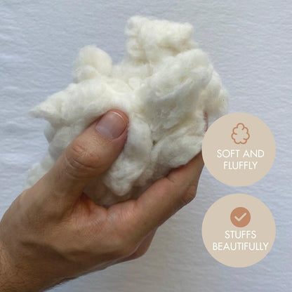 Cotton Stuffing by the Pound - Raw Natural Cotton Filling, Premium Cotton Fiber Fill, Combed Cotton for Pillow Stuffing, Dolls, Stuffed Animals, Nesting Material for Birds, Cotton for Stuffing (1 LB)