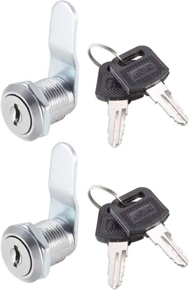 Uxcell Cam Lock 3/4&quot; Cylinder Length Cabinet Locks with No.4 Cam, Fits for 1/2&quot; Max Thickness Panel, Keyed Different Zinc Alloy Secure File Keyed Cam Locks 2Pcs