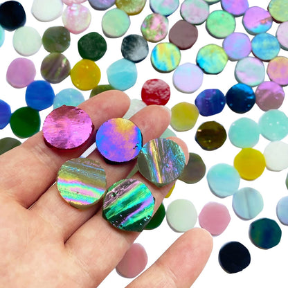 4/5&quot; Magic Iridescent round Circle Glass Mosaic Tiles for Crafts 125 Pieces, Stained Glass Supplies Mosaic Kit for Adults, Stained Glass Sheets Pieces