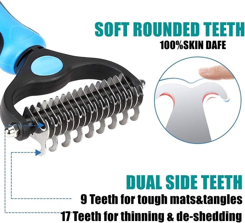 Undercoat Rake for Dogs Double Coat with Pet Comb, Pet Grooming Brush Double-Sided Deshedding Tool Removes Knot &amp; Tangled Hair Dematting Comb for Dogs with Dog Comb for Grooming Furever Brush