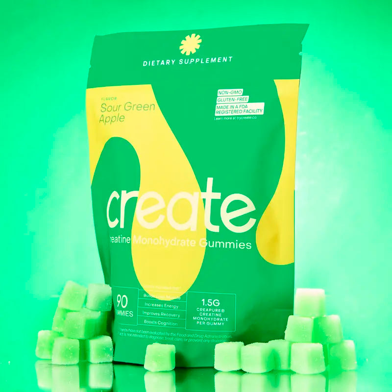 Creatine Monohydrate Gummy - Sour Green Apple (90 Count) - Create