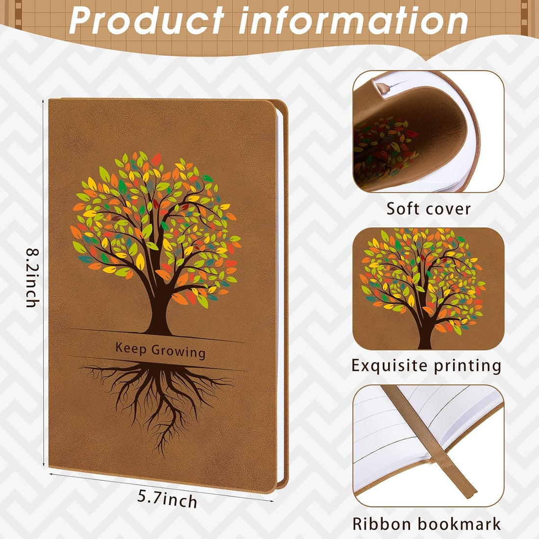 8 Pack Life Tree Leather Writing Journal for Women Men A5 Vintage Diary Notebook Inspirational Journal with Ruled Lined Paper Softcover Executive for Student Teacher Draft Birthday Travel 5.7 X 8.2