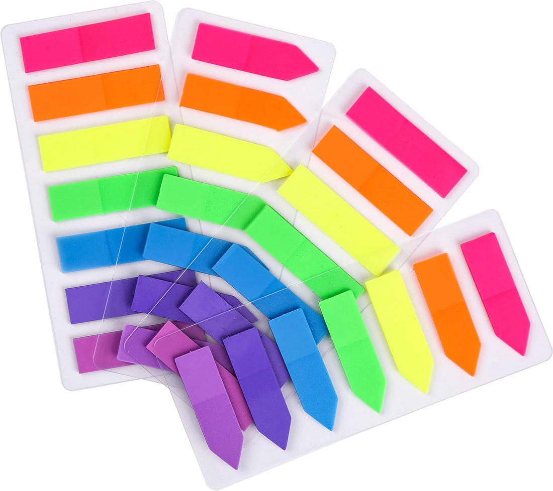 4 Sets Neon Page Markers Colored Index Tabs, Fluorescent Sticky Note for Page Marker, 560Pcs