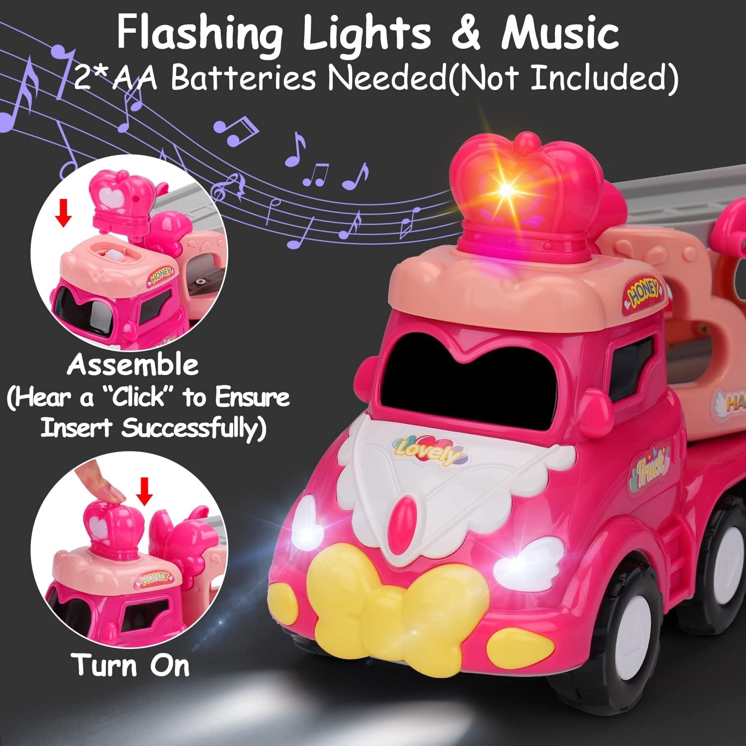 Toys for 1 2 3 Year Old Girl Gifts: 5-In-1 Carrier Truck Toddler Girl Toys Age 1-2 Pink Princess Car Toys for Toddlers Girls Age 1 2 3 Years Old Baby Girl Birthday Gifts