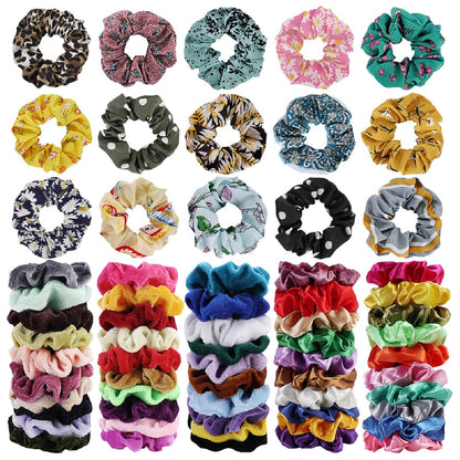 Cehomi 65 Pcs Velvet Hair Scrunchies Hair Bands for Women or Girls,Elastic Soft Ponytail Holder Hair Ties for Birthday, Party, Thanksgiving, Christmas