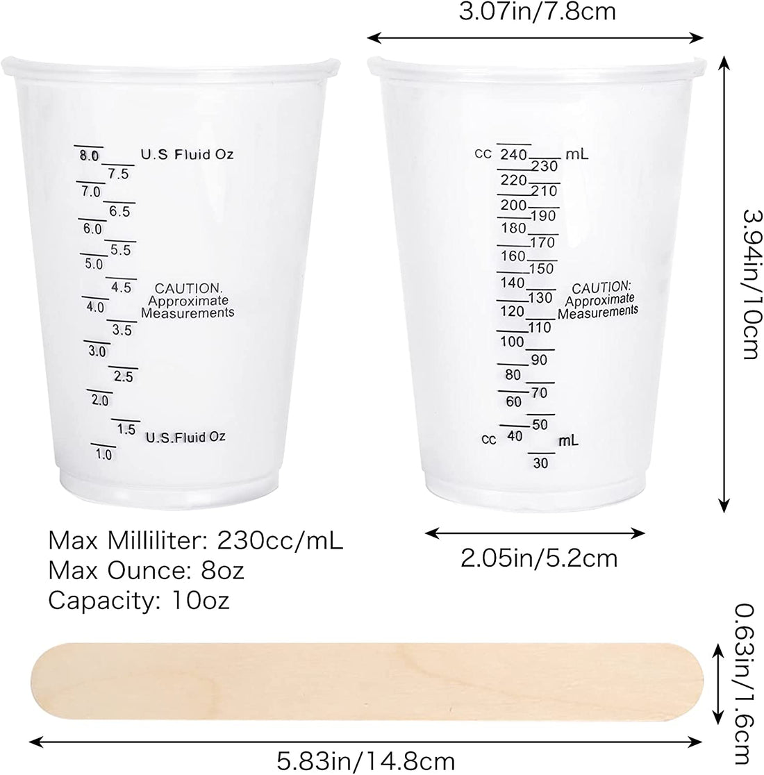 80Pcs 8Oz Disposable Epoxy Resin Mixing Cups, Clear Plastic Disposable Measuring Cups for Mixing Paint, Pigments, Epoxy Resins, Mixing Cups for Baking（80 Stirring Sticks Included）