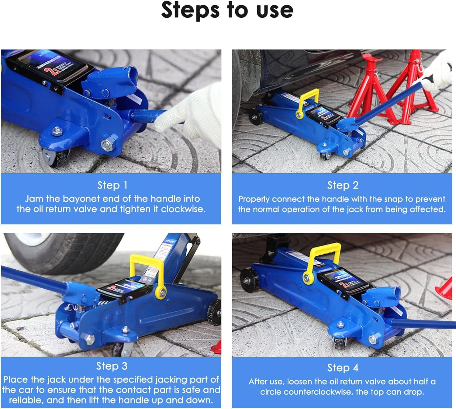 2 Ton Jack Handle Replacement—Horizontal Hydraulic Pole Jack Stands Automotive Car Jack Accessories(Blue)