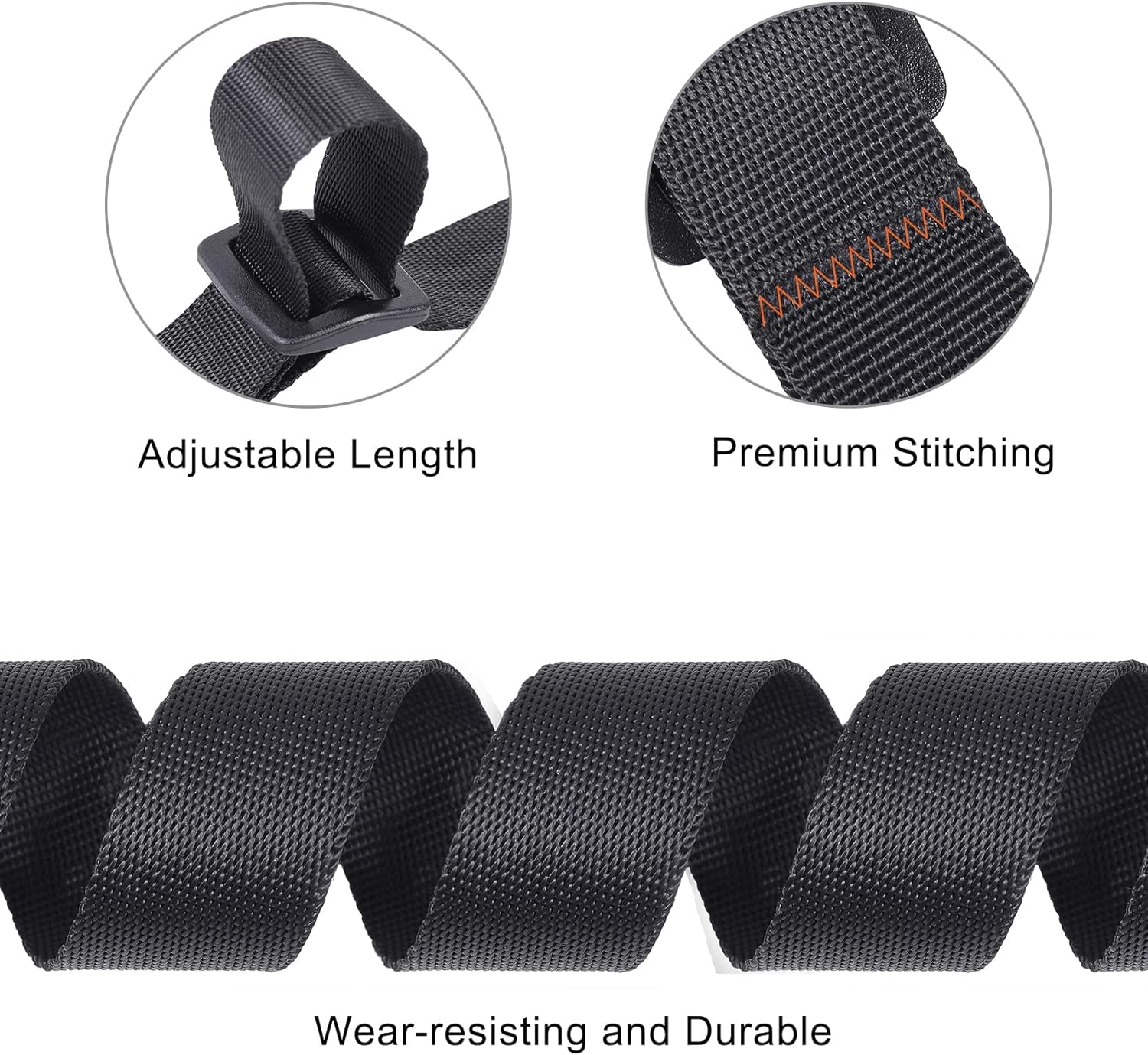 Buckle Straps with Clips, Adjustable Nylon Straps with Buckle, Packing Straps, Black 4 Pack (4‘X0.75“)