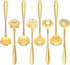 8 Pieces Flower Spoon Coffee Teaspoon Set Stainless Steel Tableware Creative Sugar Spoon Tea Spoon Stir Bar Spoon Stirring Spoon, 8 Different Patterns (Gold)