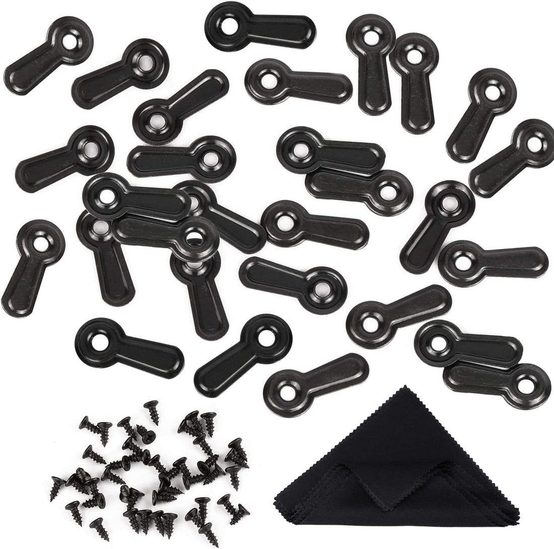 300 Picture Turn Button Fasteners Photo Frame Hardware and 300 Screws for Craft, Hanging, Drawing, Black