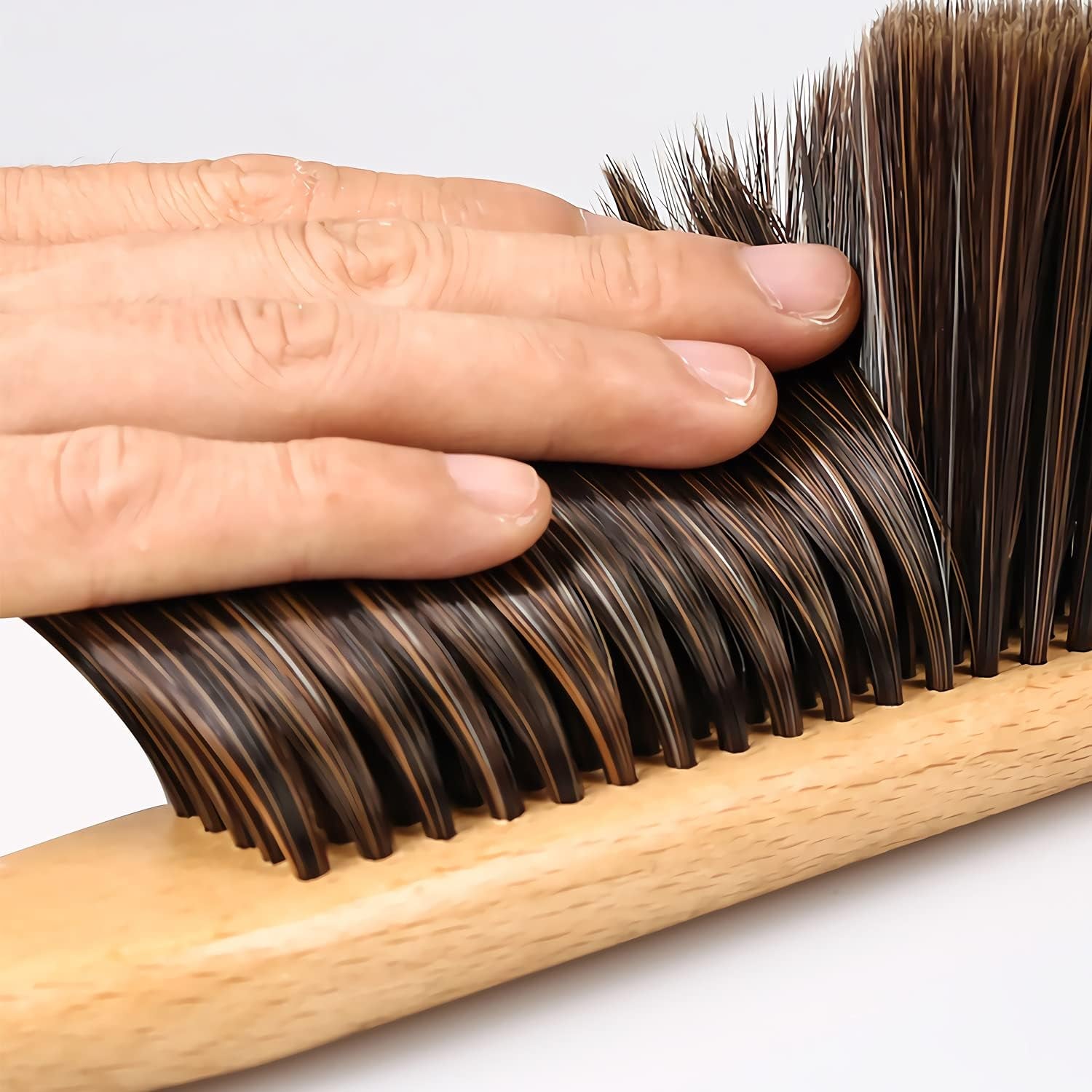 Counter Duster with Wood Handle, Hand Broom,Wood Block Hand Brush,Horse Hair Brush Broom Dust Brush Bench Woodworking Brush-Brushes Used for Counter, Furniture, Drafting, Patio, Fireplace Cleaning