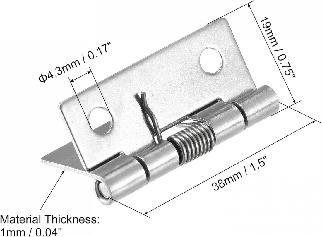 Uxcell Spring Loaded Hinges, 1.5&quot; 304 Stainless Steel Self Closing Hinge for Cabinet 4Pcs