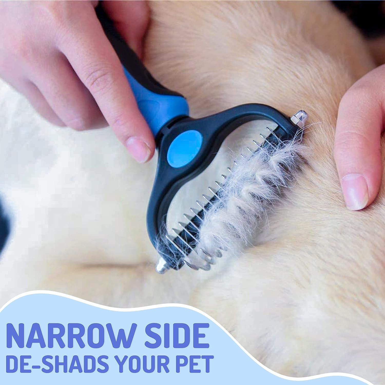 Undercoat Rake for Dogs Double Coat with Pet Comb, Pet Grooming Brush Double-Sided Deshedding Tool Removes Knot &amp; Tangled Hair Dematting Comb for Dogs with Dog Comb for Grooming Furever Brush