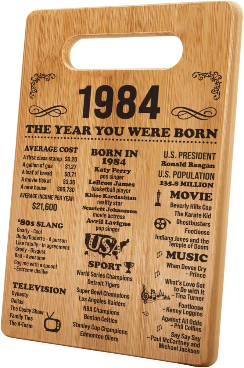 40Th Birthday Gifts for Women Men 40 Years Old Birthday Gifts- Vintage 1984, 1984 Poster, Back in 1984 Cutting Board- 40Th Birthday Decorations- Turning 40 C002