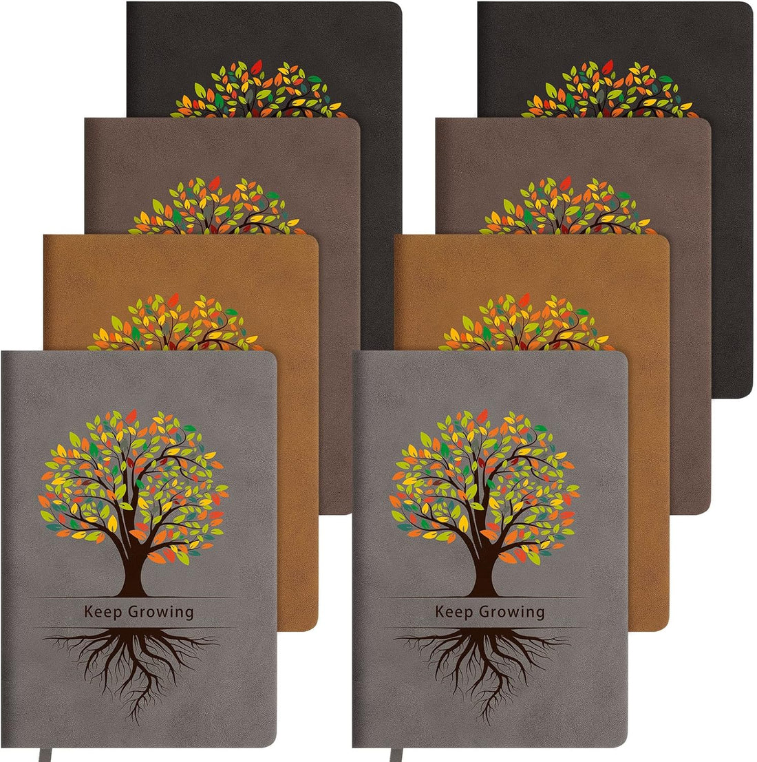 8 Pack Life Tree Leather Writing Journal for Women Men A5 Vintage Diary Notebook Inspirational Journal with Ruled Lined Paper Softcover Executive for Student Teacher Draft Birthday Travel 5.7 X 8.2