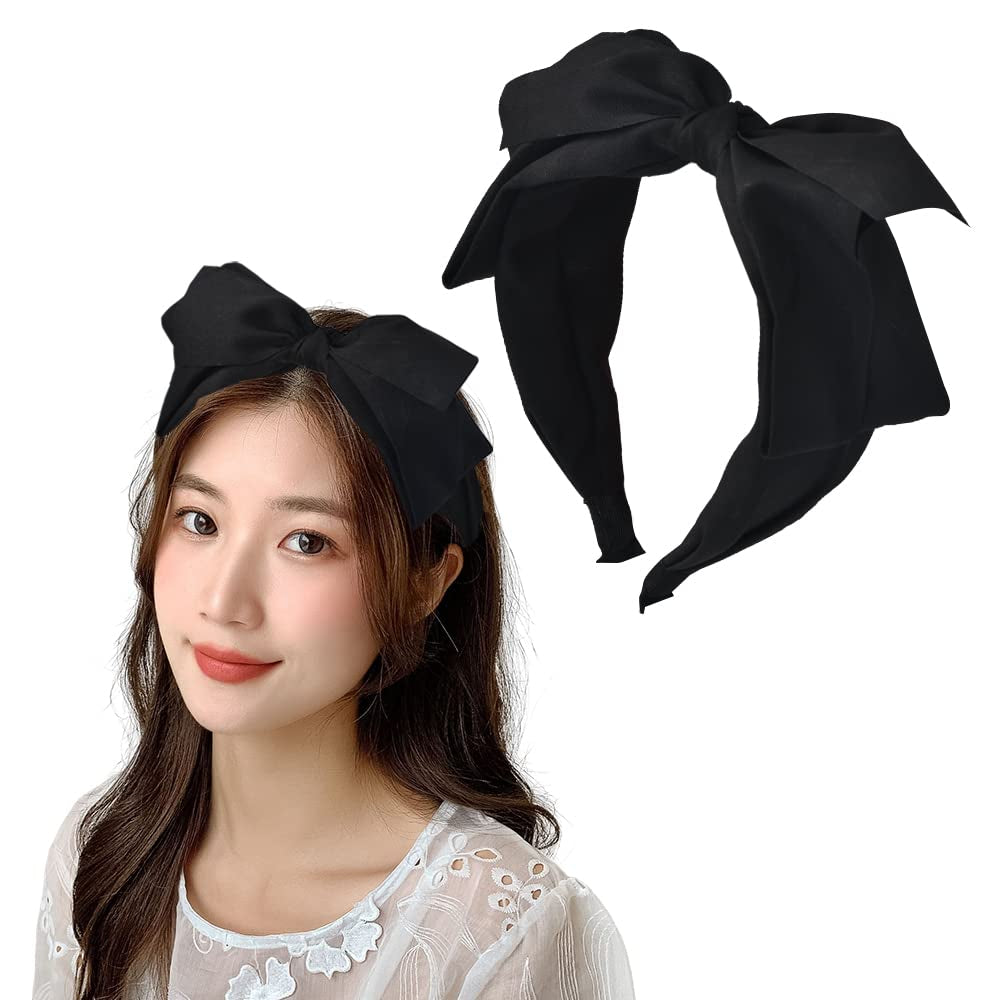 Big Bowknot Headband Bow Headbands for Women Girls Head Bands with Bow Hair Band Black Bow Knot Headband for Women Bows Headbands Bowknot Hair Hoop Bow Hairband Hair Accessories