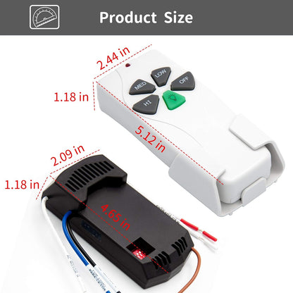 CENMING Universal Ceiling Fan Remote Control Kit Replacement for Harbor Breeze Hampton Bay Hunter Litex, 3-Speed Light Dimmer, with FAN28R Receiver, Replace FAN-53T 2AAZPFAN53T 11T KUJCE9103 UC7030T