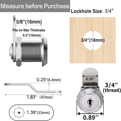 Cabinet Cam Locks Keyed Alike, 5/8&