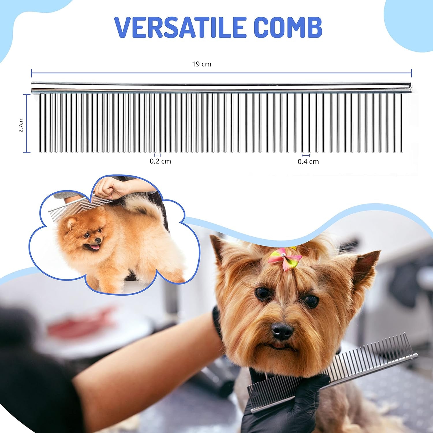 Undercoat Rake for Dogs Double Coat with Pet Comb, Pet Grooming Brush Double-Sided Deshedding Tool Removes Knot &amp; Tangled Hair Dematting Comb for Dogs with Dog Comb for Grooming Furever Brush