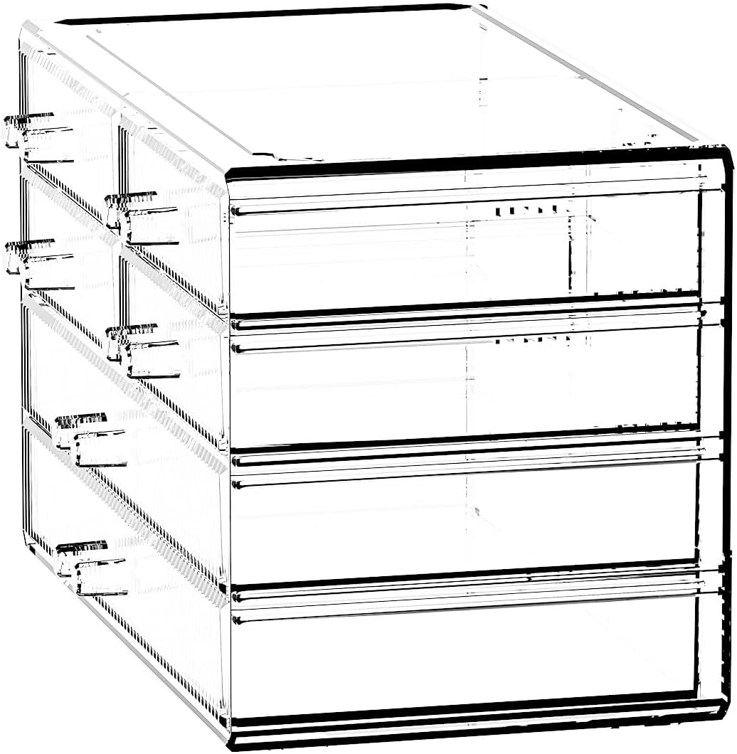 Clear Makeup Organizer with Acrylic Drawers - Ideal Makeup Organizer for Vanity or Dresser with Clear Storage Drawers,6 Drawers, Pattern F