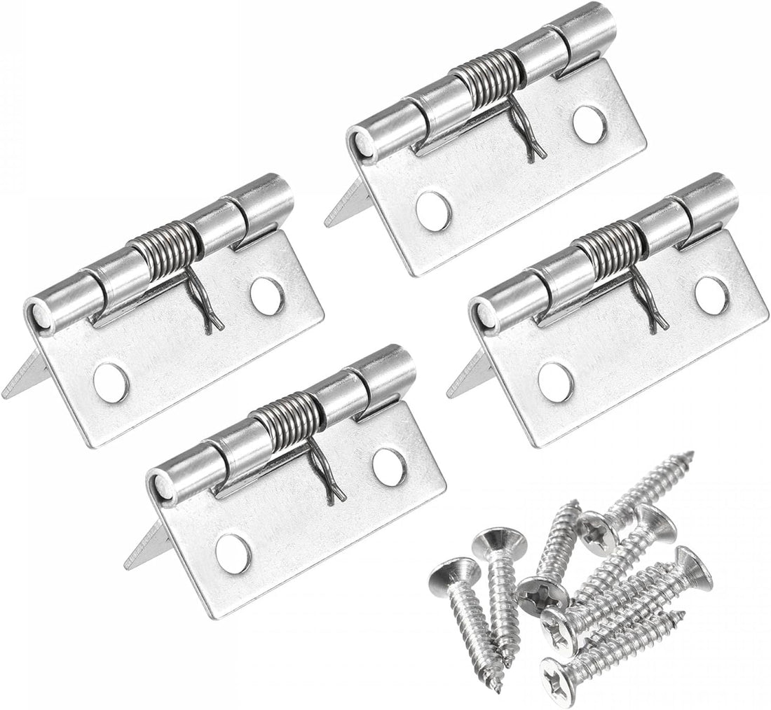 Uxcell Spring Loaded Hinges, 1.5&quot; 304 Stainless Steel Self Closing Hinge for Cabinet 4Pcs