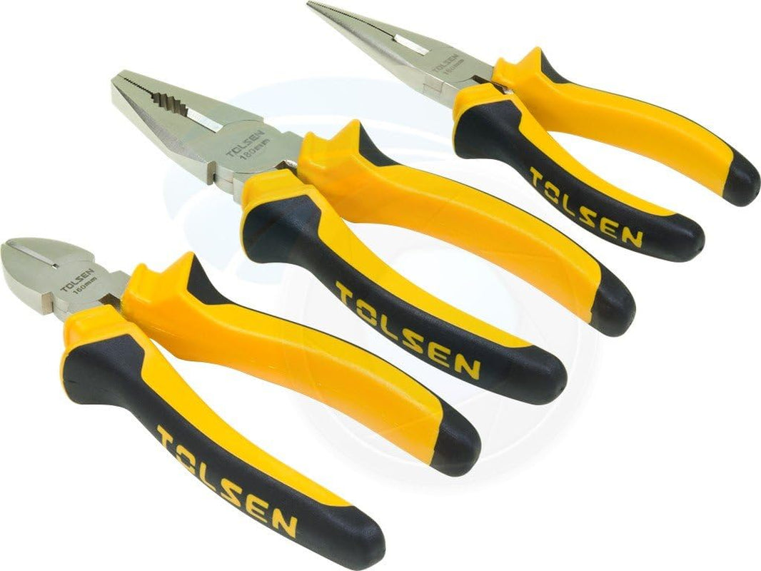 3Pcs Insulated Combination Long Nose Diagonal Side Cutting Pliers Set